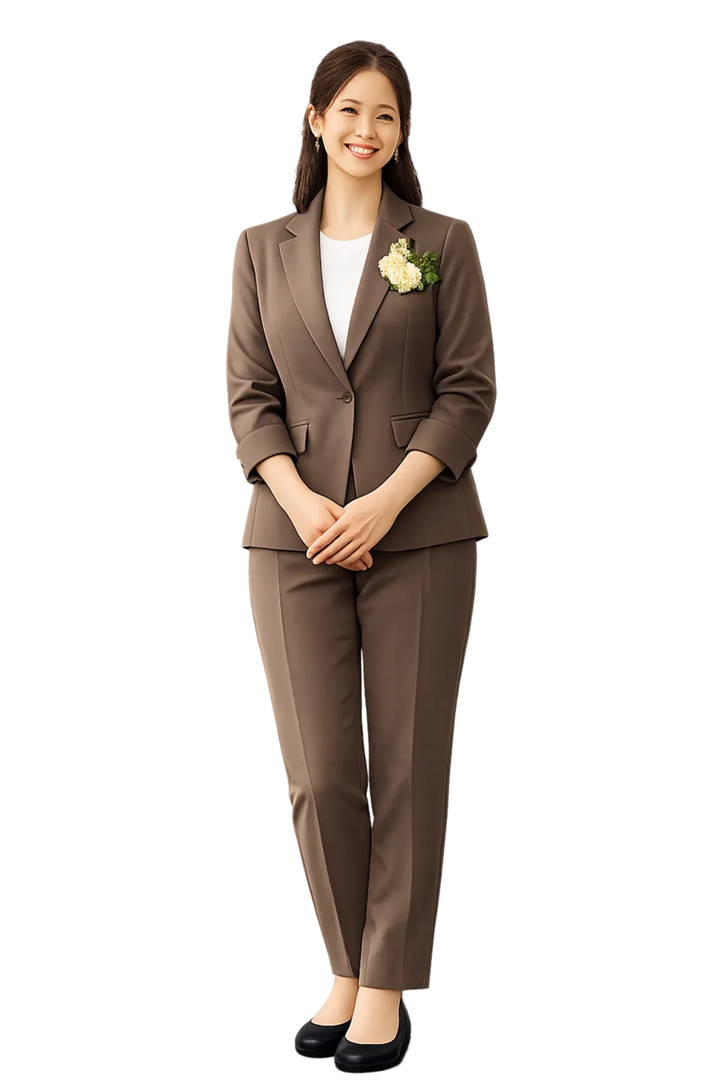 コサージュをしている女性
